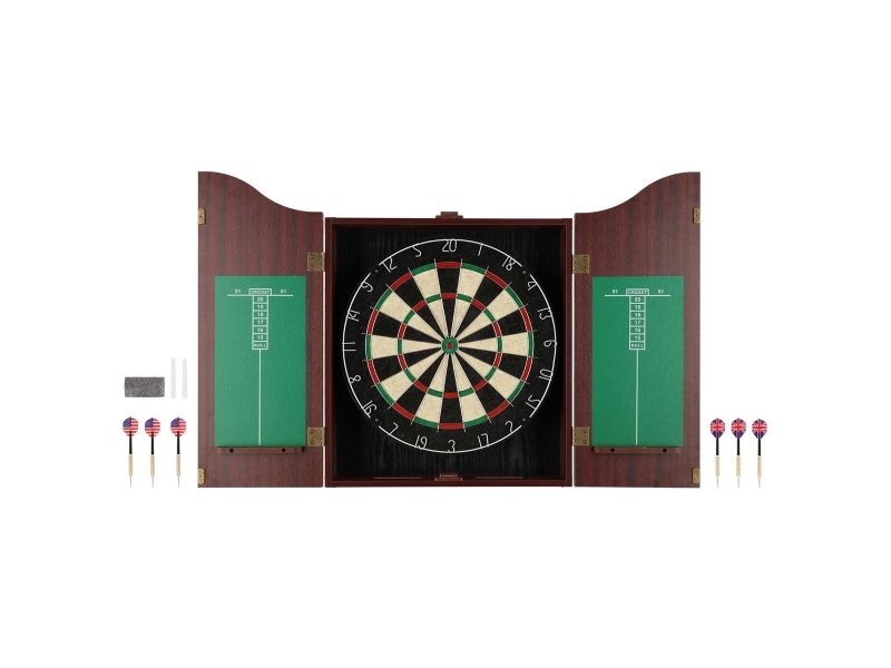 Dartskiveskabssæt med dart og tilbehør