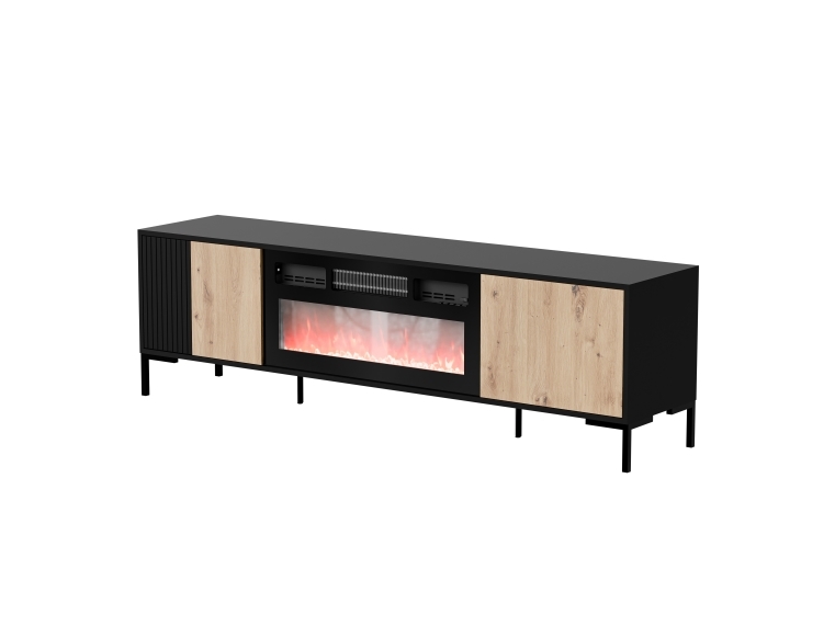 Cama Rtv Cabinet Merci 180 X 40 X 53,5 Cm Sort/Eg Artisan + Pejs, Sort, Spånplader, Sort, Spånplader, 2 Hylder, Laminat