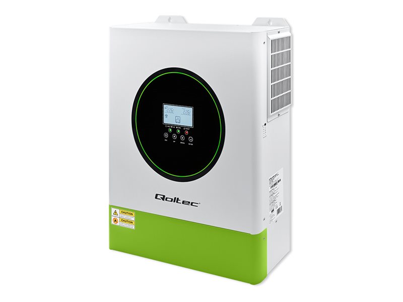 Qoltec - Strømomformer - off-grid, 160A, 48V, BMS, LCD, MPPT, sinus - AC 230 V - 11000 Watt - 11000 VA - RS-232, RS-485 - hvid, grøn