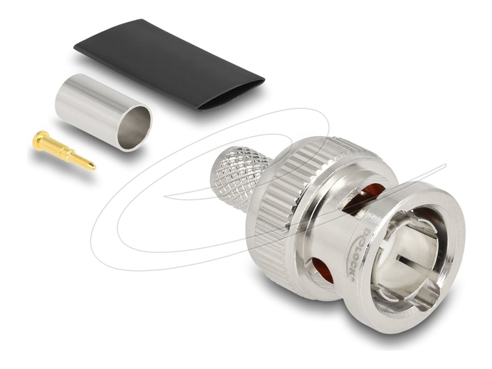 Delock Bnc Stecker Zum Crimpen Rg59 Mit Passendem Schrumpfschlauch, Bnc, Bnc, Männlich, Messing/Nickel, 75 Ohm, Silber