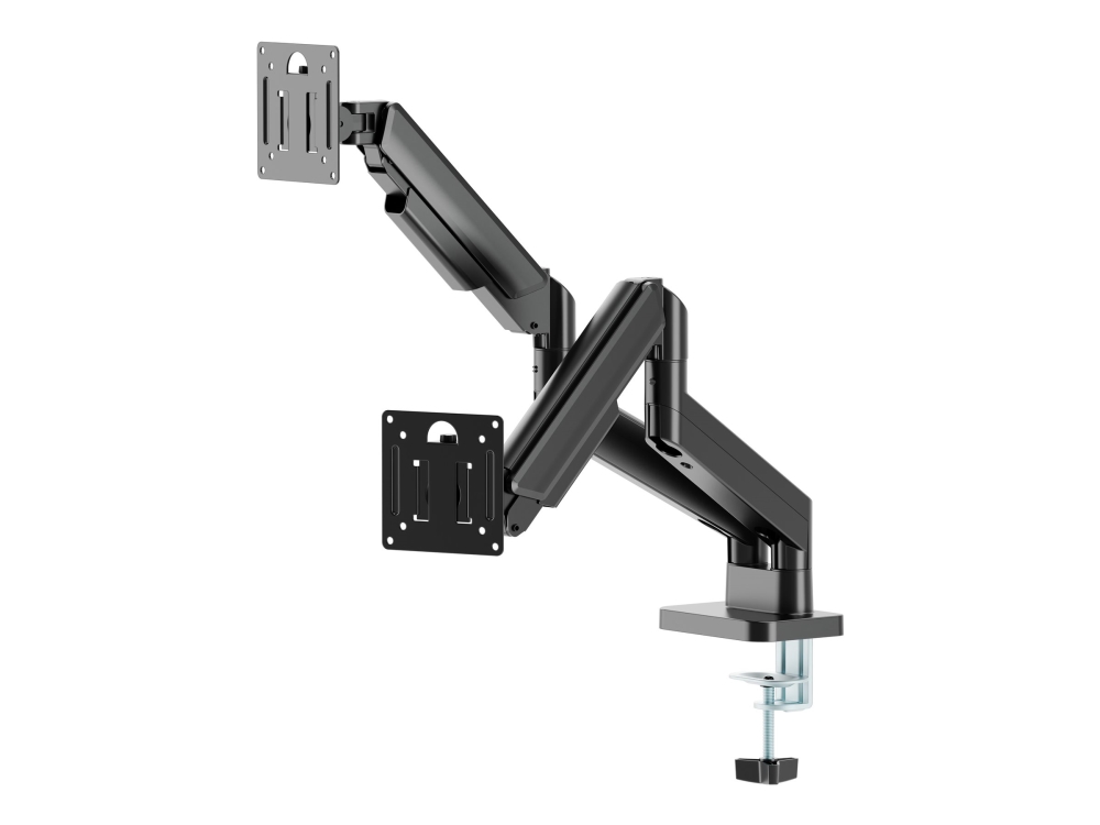 Gembird - Monteringssæt (2 artikulerende arme, klemme til montering på skrivebord, 2 VESA-plader) - justerbare gasfjedrearme - for 2 LCD / plasmapaneler - aluminium, stål - sort - skærmstørrelse: 17-32 - skrivebordsmonterbar