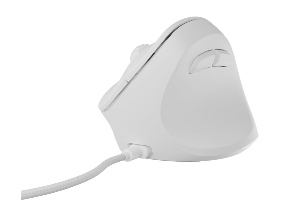Natec Crake 2 Pro - Lodret Mus - Ergonomisk - Optisk - 6 Knapper - Kablet - Usb - Hvid