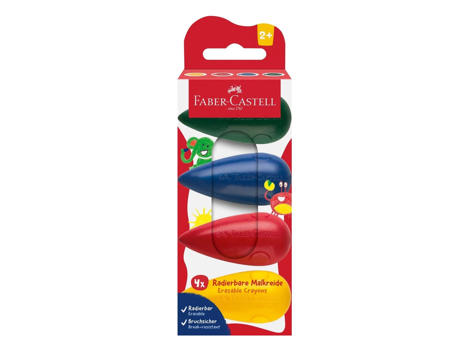 Faber-Castell 120408, 4 stk, Blå, Grøn, Rød, Gul, 4 farver