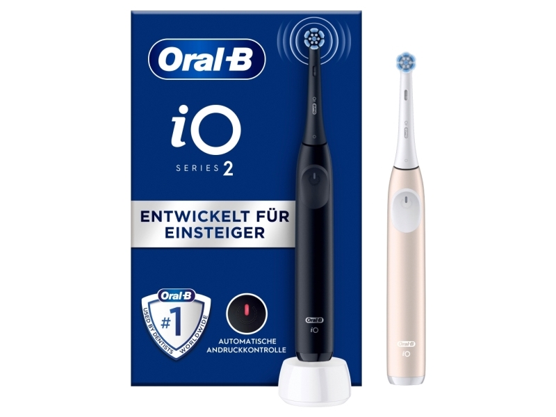 Oral-B Io Series 2, Voksen, Vibrerende Tandbørste, Daglig Pleje, Sensitiv, Super Sensitive, Sort, Lyserød, 2 Min, Rund