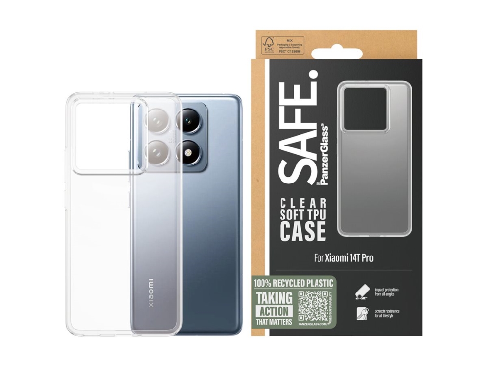 Panzerglass Safe. By Tpu Case Transparent Xiaomi 14T Pro, Cover, Xiaomi, Xiaomi - 14T Pro 5G, Transparent