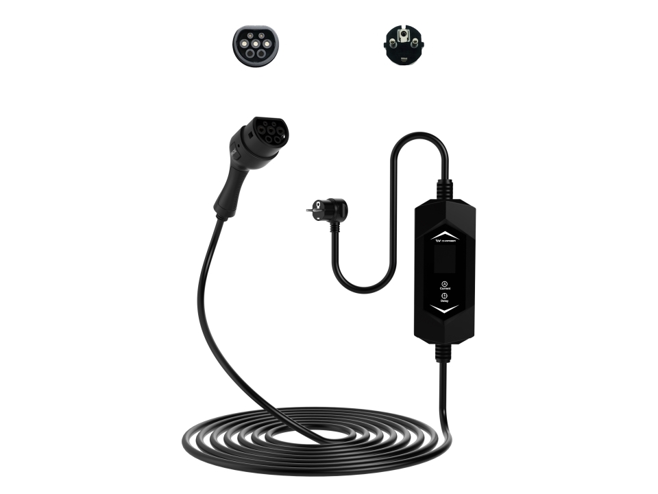 Sinox EV-opladningskabel Mode 2. 6-16A 1 fase. 5m. Sort