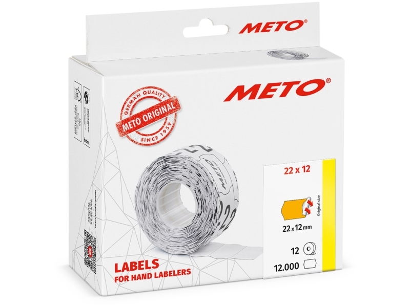Meto Permanentklæbende Prisetiketter Brug Meto Etiketter 22X12 Mm I Neon-Orange Med Stærk Klæbeevne. Ideelle Til Rabatmærkning Og Tydelig Information