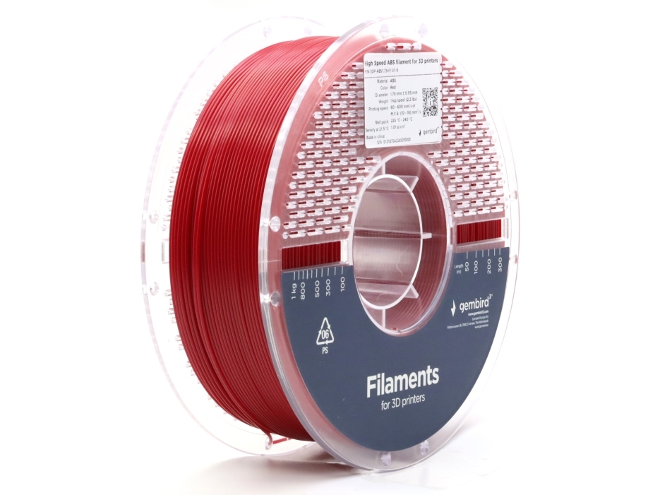 Gembird 3DP-ABS1.75HY-01-R, 1 styck, 1 kg | Skrivare - Bläck, toner & förbrukningsvaror - 3D-förbrukningsvaror | GameStuff