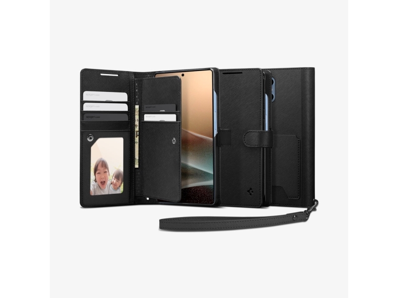 Spigen Wallet S, Tegnebogsetui, Samsung, Galaxy S25 Ultra, 17,5 cm (6.9), Sort