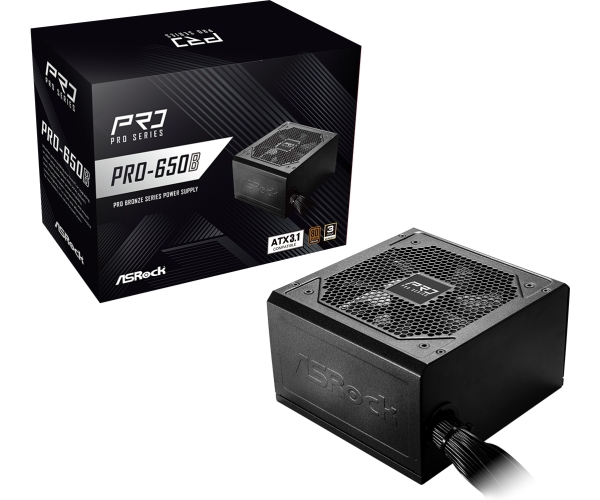 Asrock PRO-650B nätaggregat 650Watt 80+ Bronze Svart | Datorkomponenter - Nätaggregat - Dator/Server nätaggregat | GameStuff