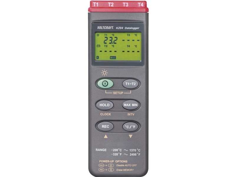 VOLTCRAFT K204 Lämpötilan mittauslaite Kalibroitu (ISO) -200 - +1370 °C Anturityyppi K Tiedonkeruutoiminto