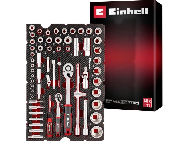 Einhell Stecknuss & Ratschen-Set 60-Tlg. Einleger Pad 370520 Indlæg Rød-Sort