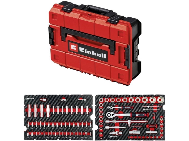 Einhell E-Case 92-Tlg. Werkzeugkoffer Werkstatt (370514) - Bestückt, Cr-V Stahl (370514)