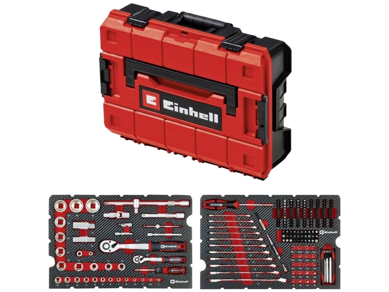 Einhell E-Case 201-Tlg. Werkzeugkoffer Mechanik (Bestückt, Crv-Stahl, Stapelbar) (370513)