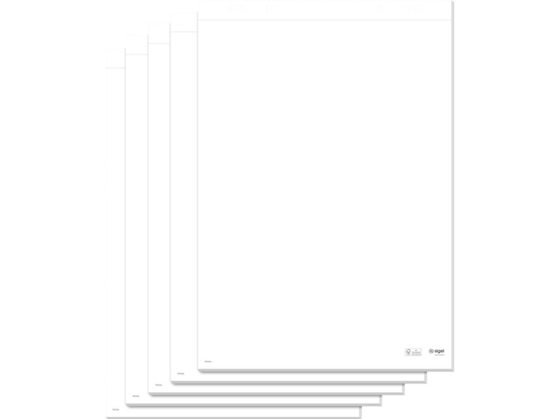 Sigel MU166 Flipchartblok Antal blade: 100 blanko 68 cm x 98 cm Hvid