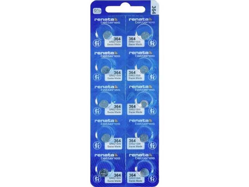 Renata Knopfzellenbatterie 364 1,55 V 10 Stück 19 Mah Silberoxid 364 Mp Ce Renata