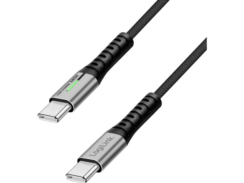 Logilink Usb-C Kabel Usb 3.2 Gen2x2 Usb-C Stik 1.00 M Sort Med Led, 4K Uhd, Dobbeltsidet Stik Cu0442