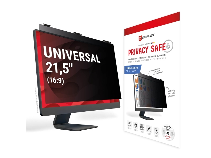 Displex 02084, 54,6 Cm (21.5"), 16:9, Monitor, Rammeløst Display Privatlivsfilter, 3H, Blank/Mat