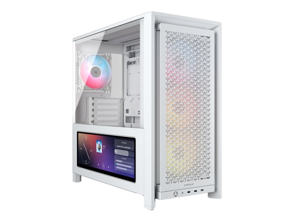 Corsair Frame 4000D Lcd Rs Argb, Midi Tower, Pc, White, Atx, Eatx, Micro Atx, Mini-Itx, Plastic, Steel, Tempered Glass, Gaming