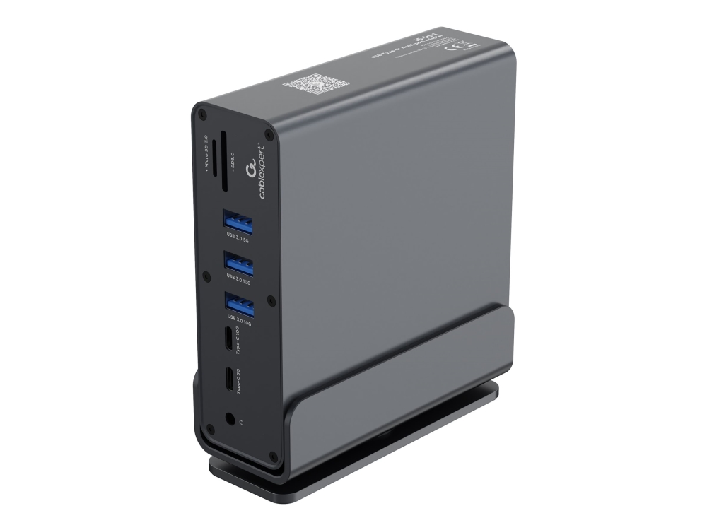 Gembird A-Cf-Combo15-01 Usb Type-Cf 15-In-1 Multi-Port Adapter (Usb Hub Af-Ports V.2X2 + V.3X3 Type-Cf + Hdmix2 + Displayport + Pd + Card Reader + Gi