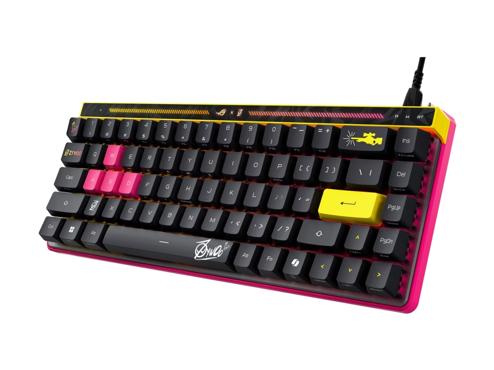 Asus Rog Falchion Ace Hfx - Zywoo Edition - Tastatur - 65% - Compact - Med Berøringspanel - Baggrundsbelyst - Usb - Qwerty - Usa - Tastkontakt: Rog H