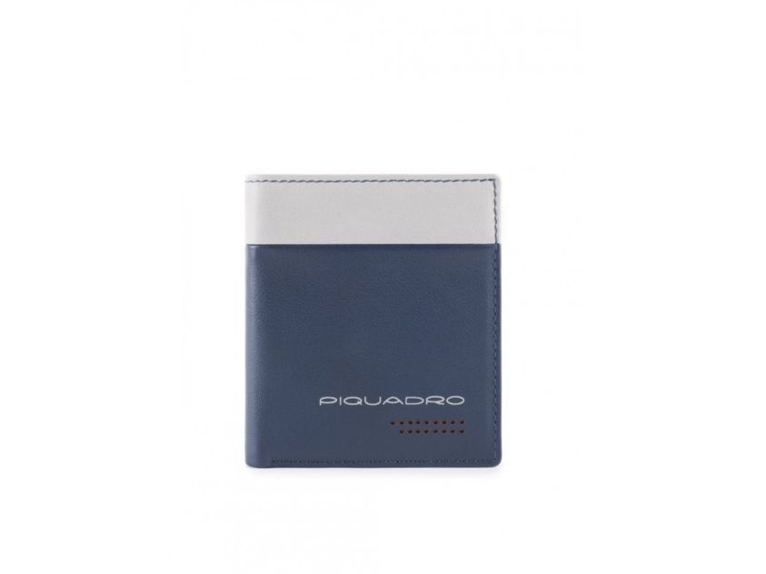Piquadro, Urban, Leather Wallet, Credit Card Case, In Blue Grey, For Men