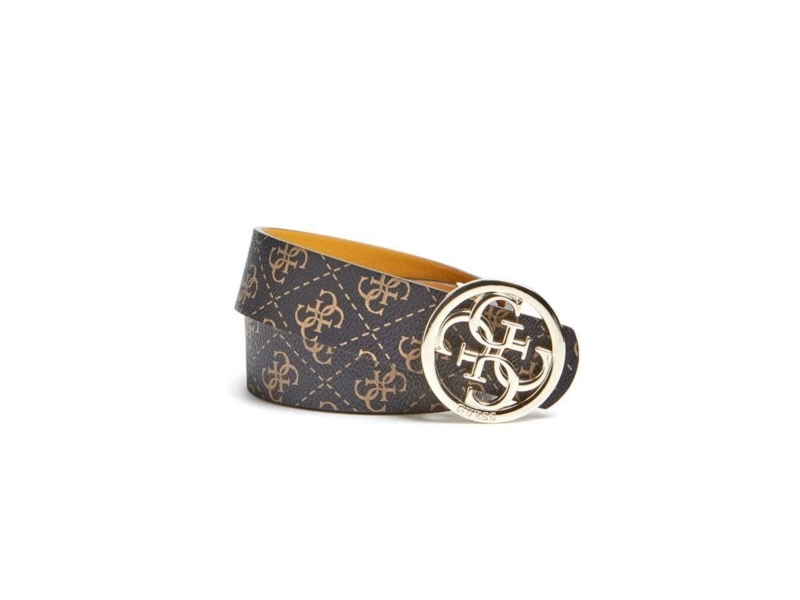 Guess Jensen not ajuster et rev bælte, brun/mustard gul, 3,5 cm (til kvinder)