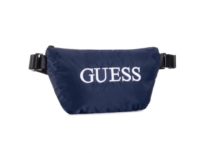 Guess, Quatro, Textile Fanny Pack, Blue, 19/28.5 X 17 X 4 Cm, For Men