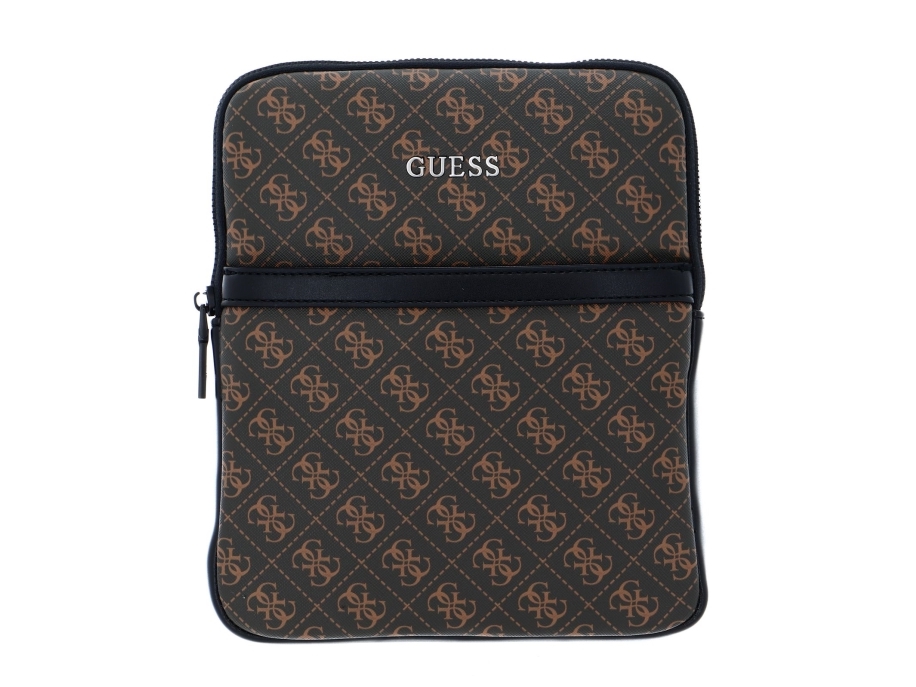 Guess Vezzola Flat Top Zip tekstil crossbody-taske brun (til mænd)