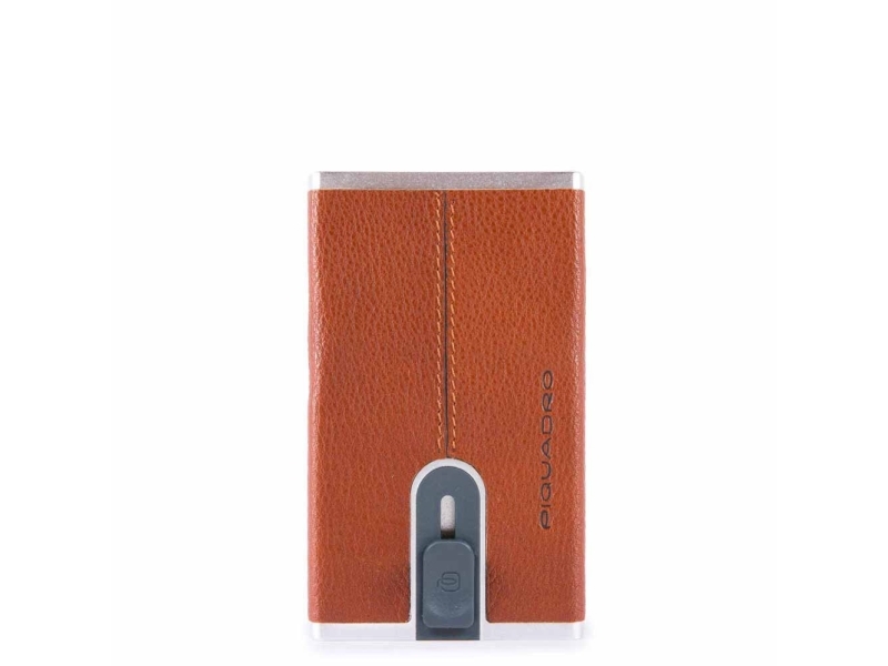 Piquadro, Piquadro, Leather Card Holder, Square Sliding System, Arancio, Unisex