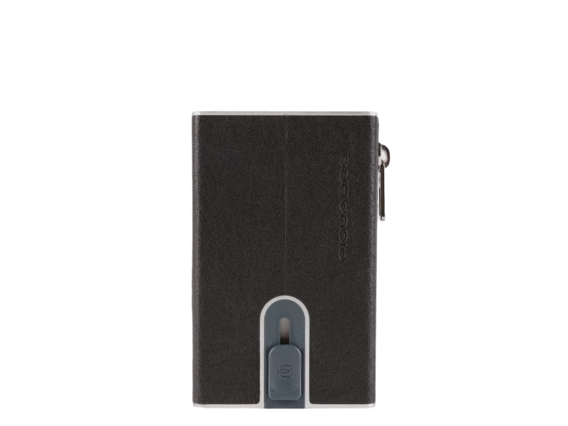Piquadro, Piquadro, Leather Card Holder, Square Sliding System, Pp5585b3r, Black, For Men