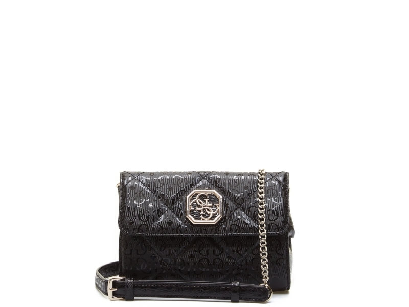 Guess Dilla Mini Convertible Xbody skuldertaske/bælte sort til kvinder 18x13x6 cm