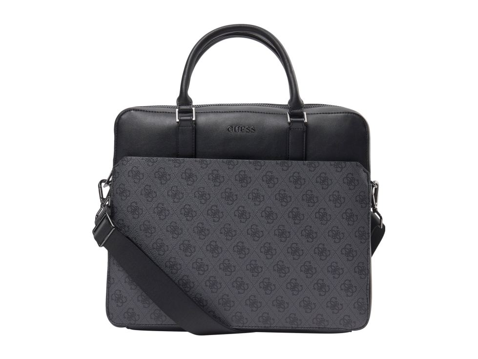 Guess, Vezzola, Polyurethane, Textile Briefcase, Computer, Black, 35 x 29 x 9 cm, For Men For Men