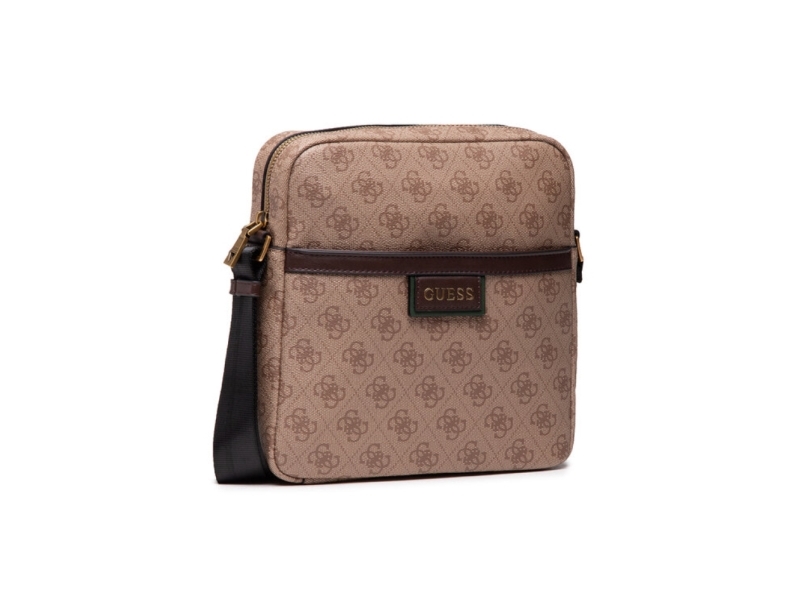 Guess, Vezzola, Document Holder, Textile Crossbody Bag, Brown, For Women