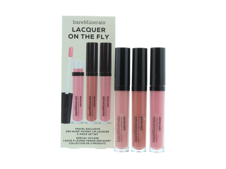 bareMinerals Lacquer On The Fly Set BareMinerals: Gen Naken, Flytende Leppestift, Cant Even, 3,7 ml + Gen Naken, Flytende Leppestift, Dahling, 3,7 ml + Gen Naken, Flytende Leppestift, Major, 3,7 ml For kvinner