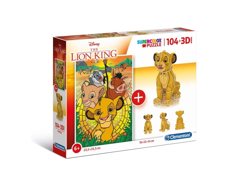 104 Pcs Puzzles Kids + 3D Model Lion King