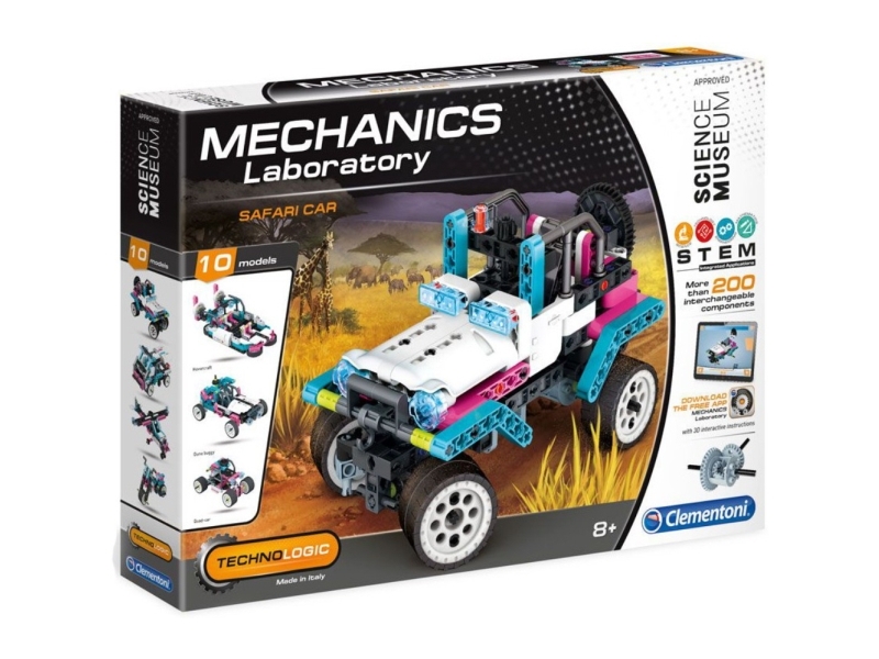 Clementoni, Mechanikos laboratorija, Safari automobilis, Konstruktorius, Berniukams, 8+ metų, 200 dalių