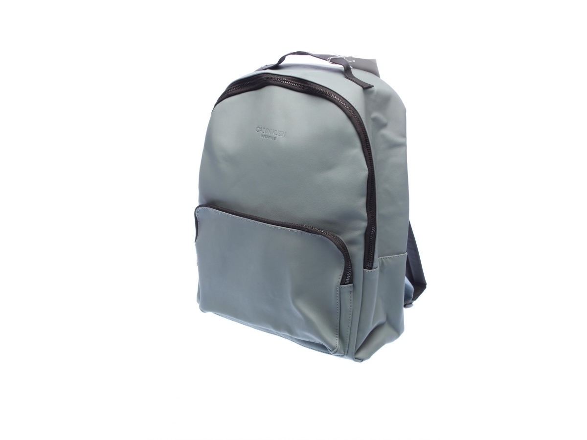 Calvin Klein, School, Polyurethane, Textile Backpack, Gray, Travel, Unisex