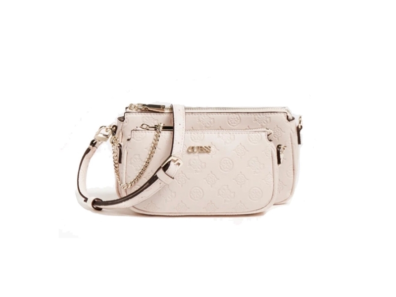 Guess, Dayane, Double, Textile Crossbody Bag, Blush, 24 X 13.5 X 4.5 Cm, For Women