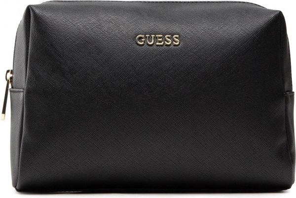 Guess, Saffiano Vanilla, Synthetic Leather, Textile Bag, Toiletry, Juodas, For Women, 23 X 17 X 8 Cm