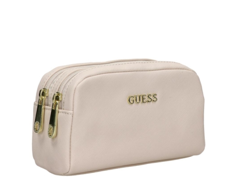 Guess Guess, Vanille, Synthetic Leather, Bag, Toiletry, Beige, For Women, 23 X 17 X 8 Cm For Women