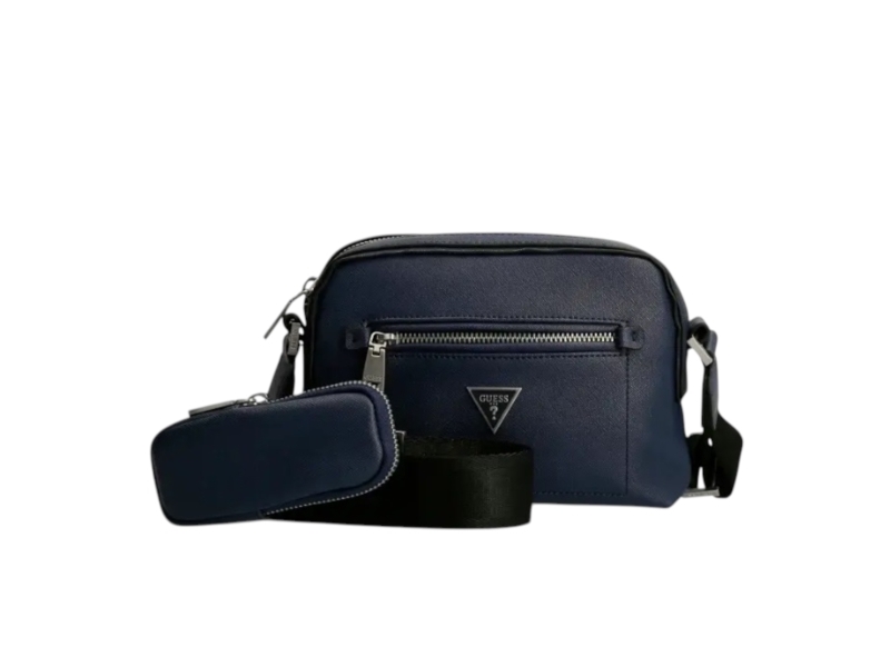 Guess, Certosa, Synthetic Leather, Textile Crossbody Bag, Mėlyna, Hmcertp2228, 19.5 X 22.5 X 132 Cm, For Women