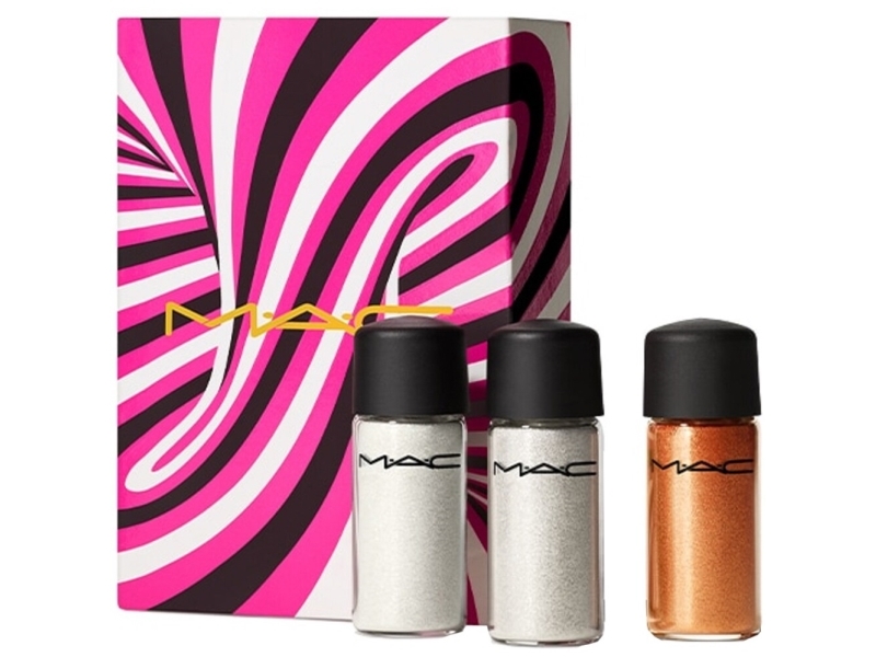 MAC Sprinkle Of Magic sæt - Mini løse glitterøjenskygger: Gold/Rød/Bronze, 2,5 g + 2,5 g + 2,5 g