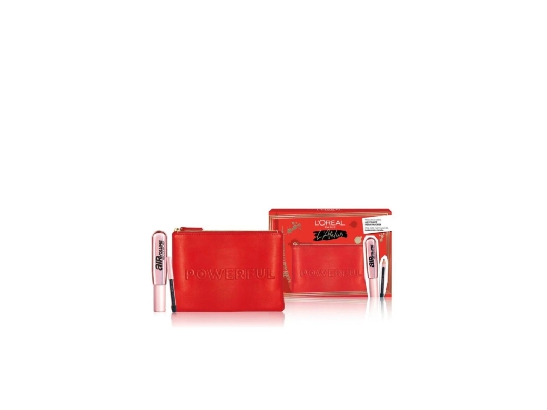 L Oreal L~Oreal Set (Mascara Black Air Volume Mega Mascara + Le Khol Midnight Black 101 + Pochette)