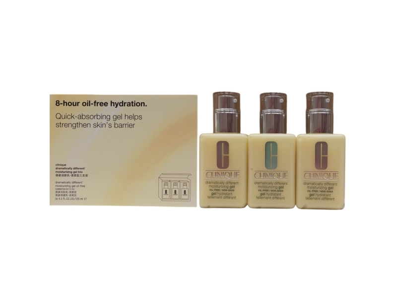 Set Trio, Clinique, Dramatically Different Face Care, Paraben-Free, Moisturizing, Day & Night, Gel, For Face, 3 Pcs, 125 Ml