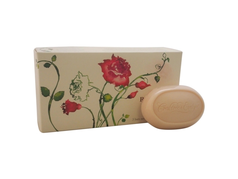 Floris Trio-sæt: Crabtree & Evelyn Rosewater Hydrating Soap Bar, 3 stk, 85 g (til kvinder)
