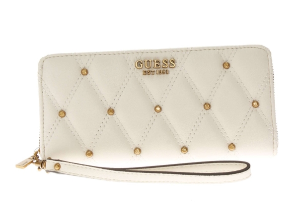 Guess, Guess, Textile Wallet, Slg Large Zip, Swqs8553460, Ivory, For Women
