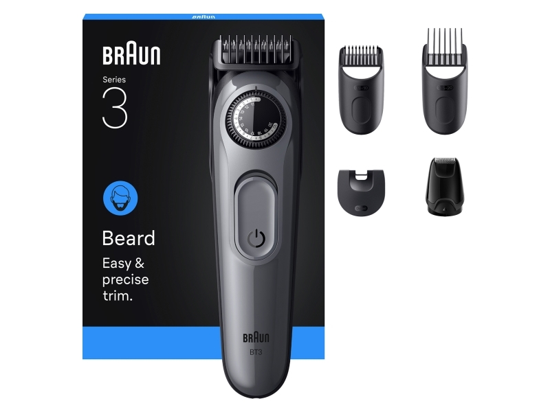 Braun BeardTrimmer 3 BT3560, Batteri, Svart, Grå | Hårvård - Skägg- / Hårtrimmer - Skäggtrimmer | GameStuff