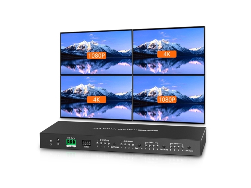 Techly Idata Hdmi-Mx44, Av Matrix Omskifter, 18 Gbit/Sek., 4096 X 2160 Pixel, 4096 X 2160 Pixel, 1.4/2.2, 480I@60Hz, 480P@60Hz, 576I@50Hz, 576P@50Hz,