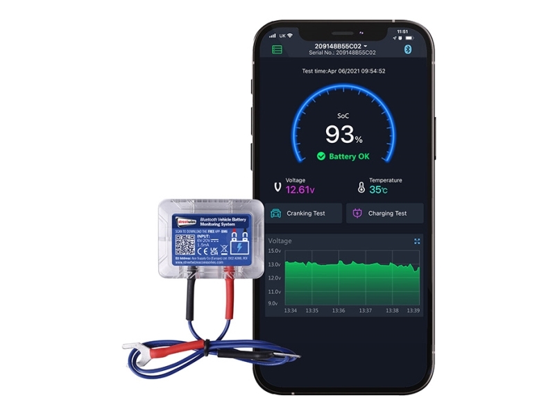 Bluetooth overvågning af 12V batteri til bil og båd